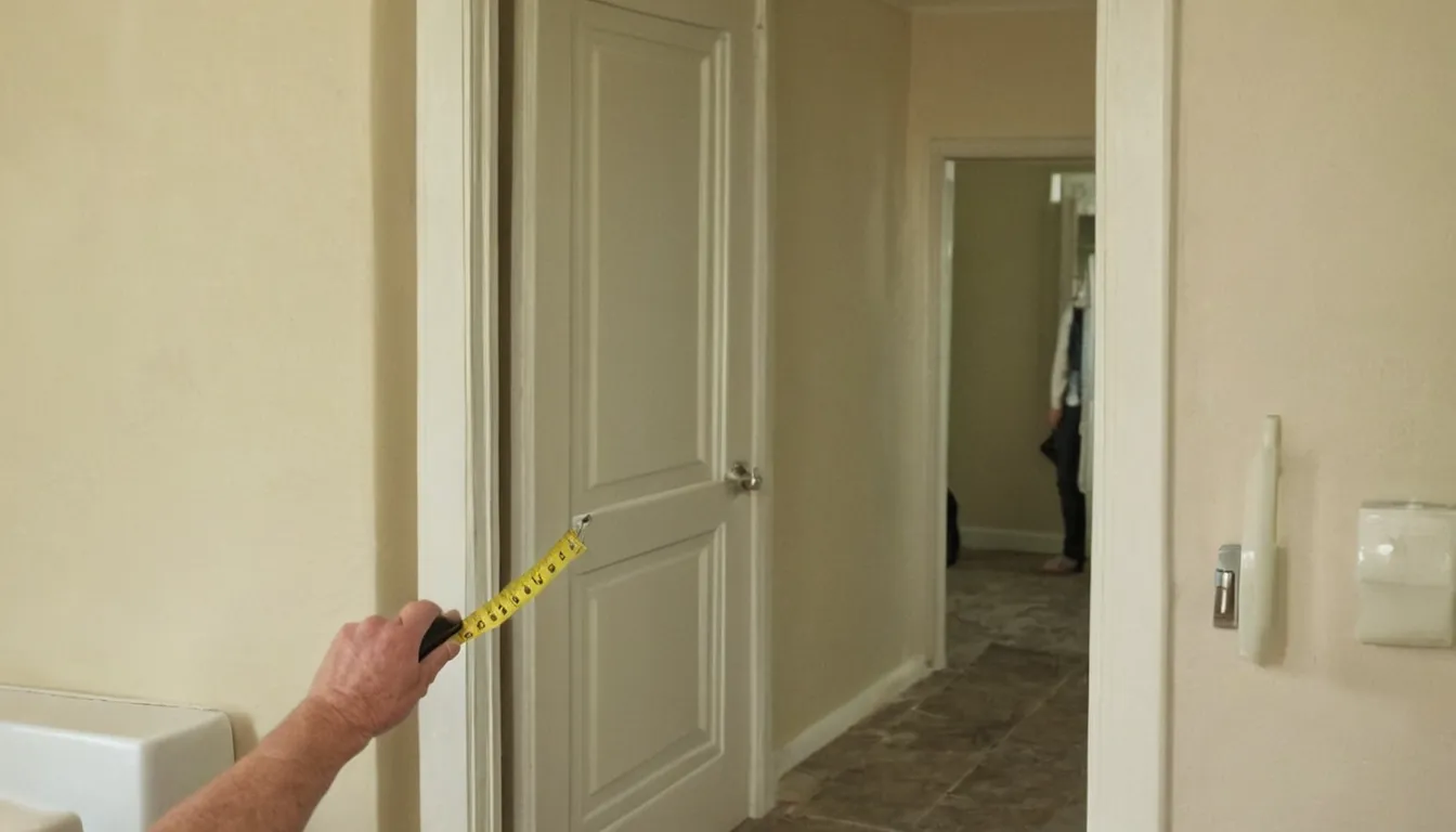 Homeowner measuring a bathroom doorway in the Hammond area
